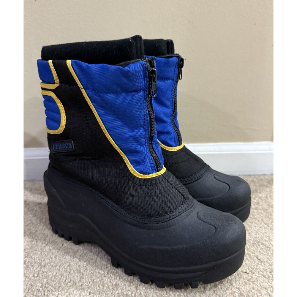 Itasca Boys Winter Snow Boots 6 Waterproof Black Insulated Zip Liners Rubber